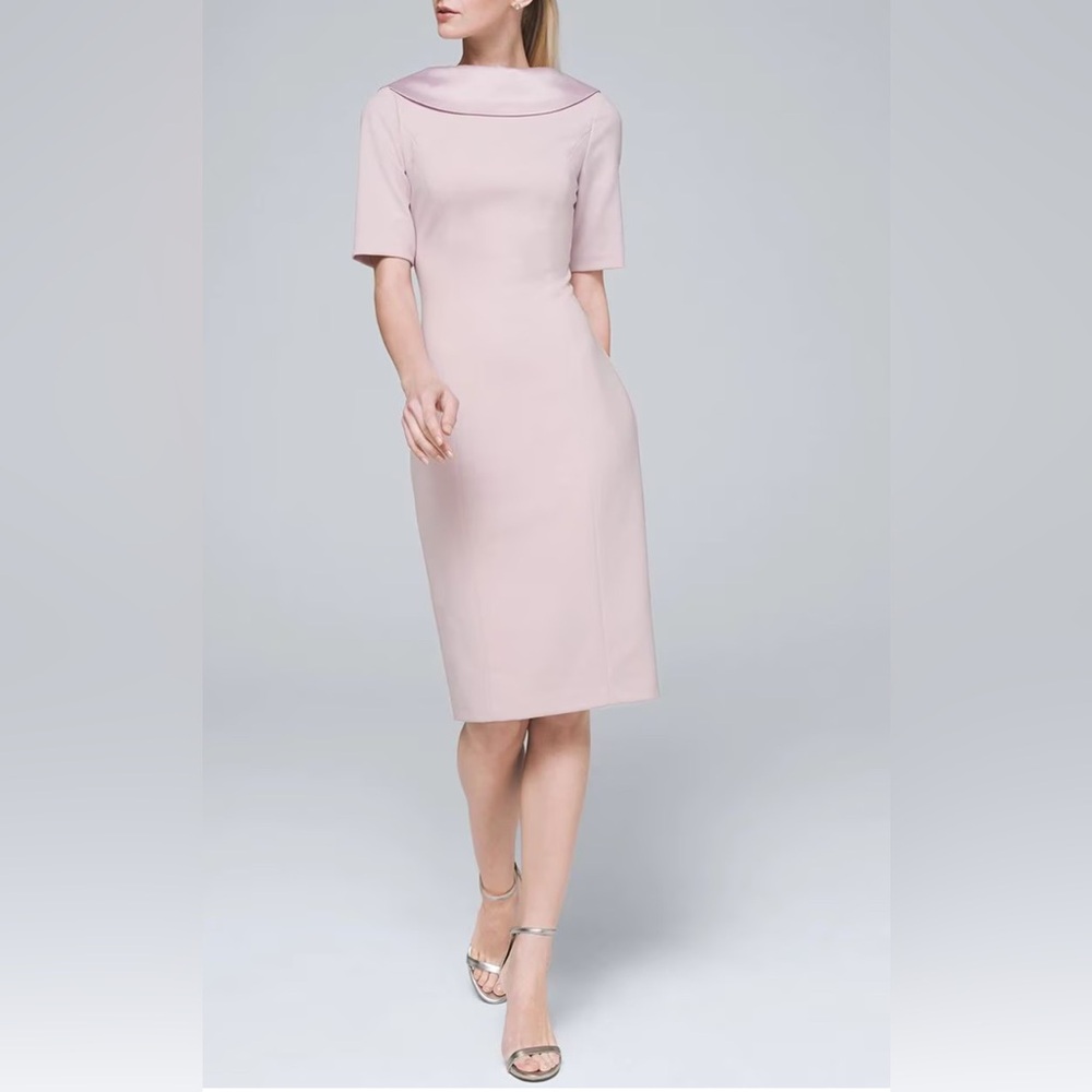 White House Black Market NWT Satin-Collar Sheath Dress Size 4